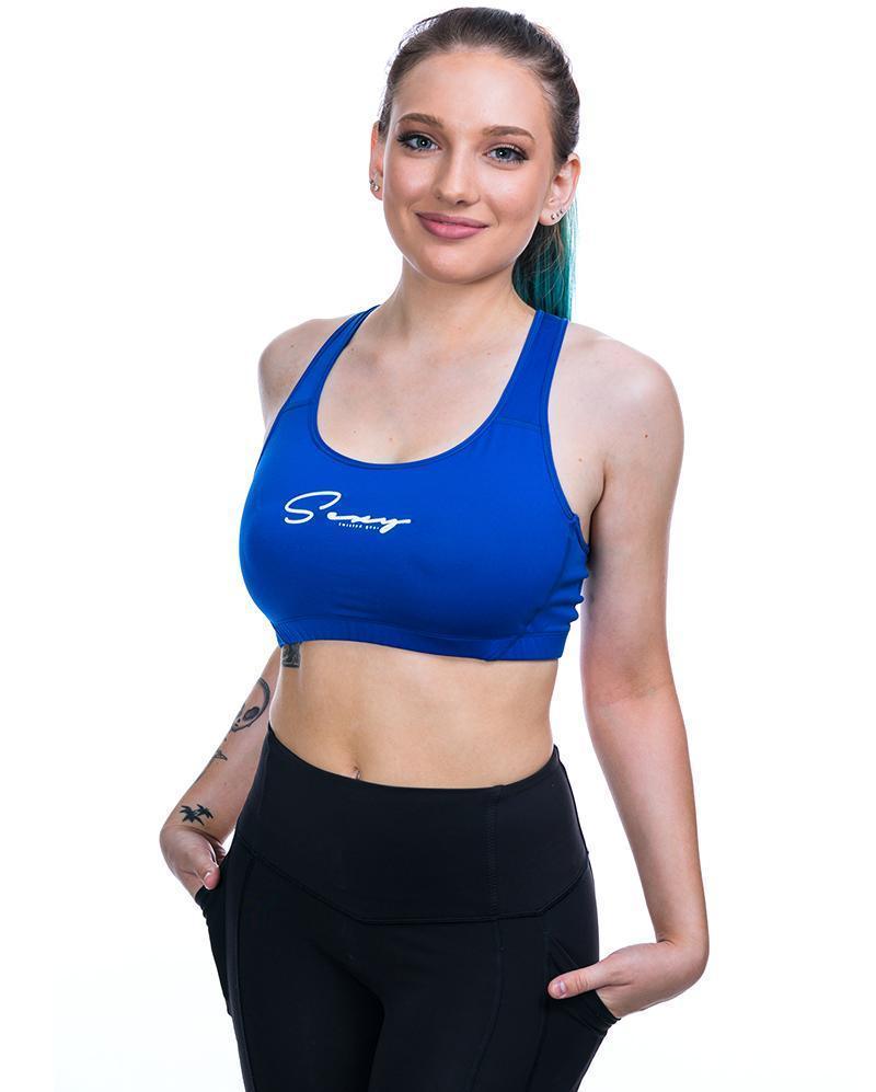 Striped Polyester Fitted Womens Sports Bra