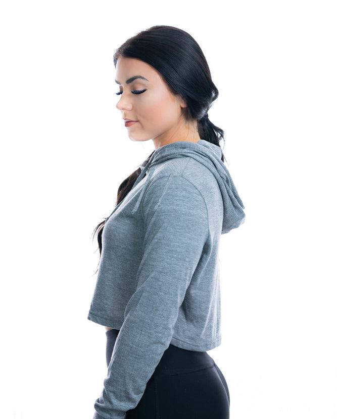 "Keep Grindin"- Women's Tri-Blend Cropped Hoodie - Twisted Gear, Inc.